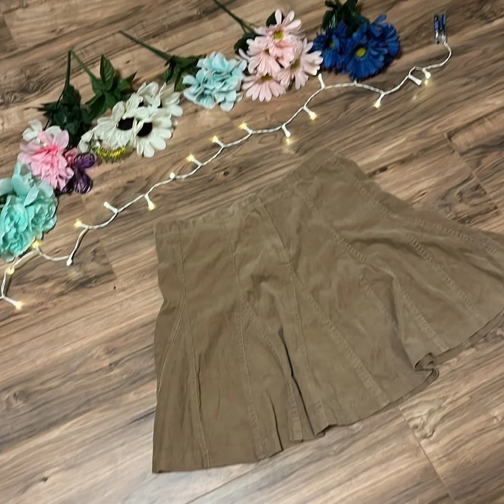 Tan Corduroy Skater Skirt